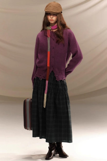 Vintage College Plaid Pleated Skirt