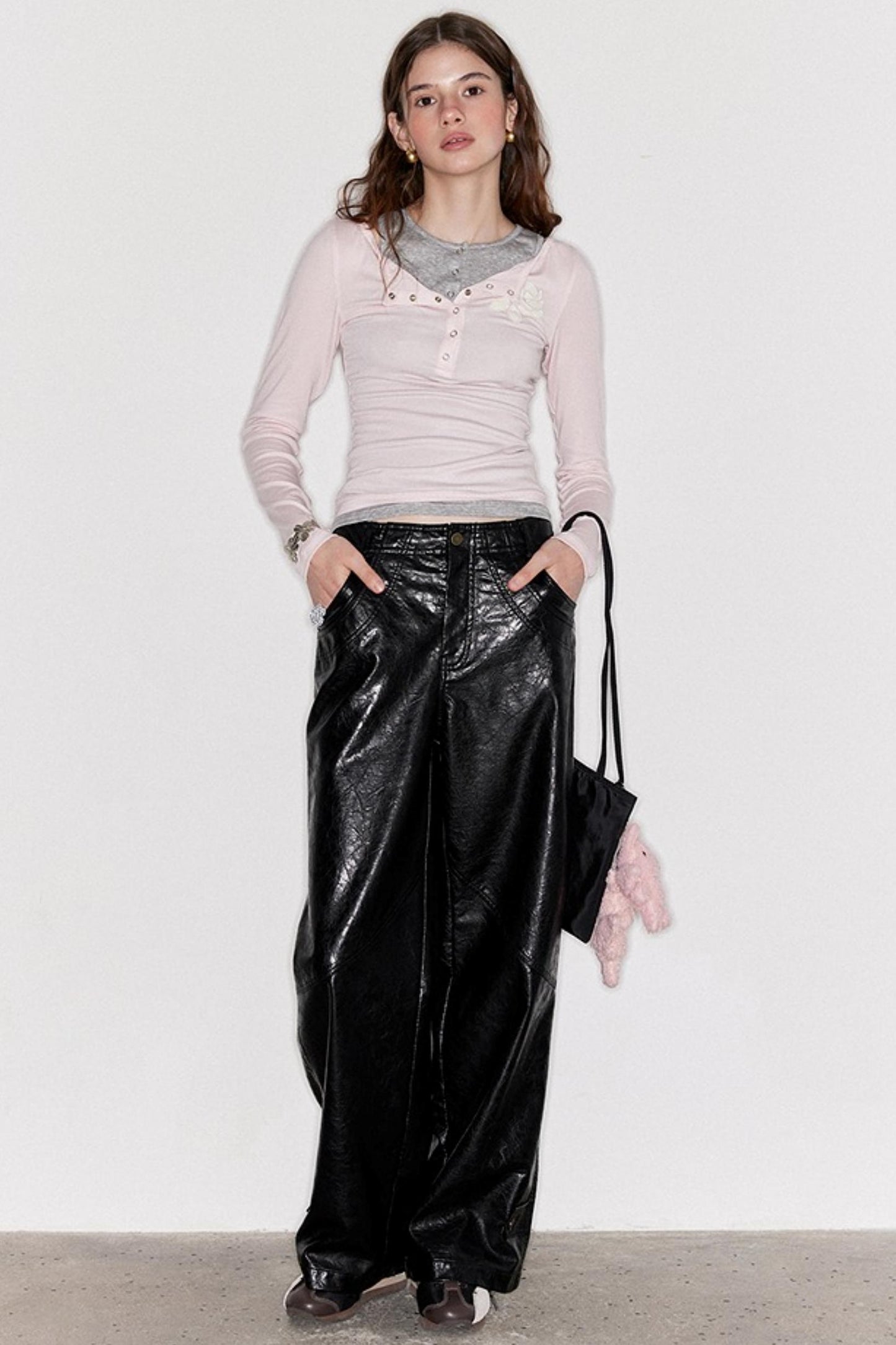 Slim Straight Leather Pants
