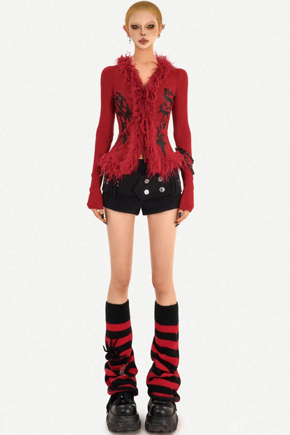 V-Ausschnitt Strickpullover Oberteil