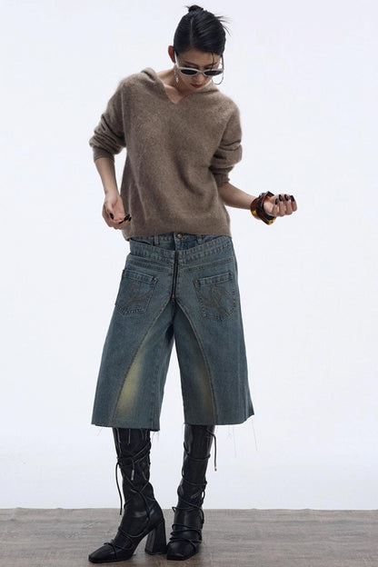 Distressed Denim Shorts