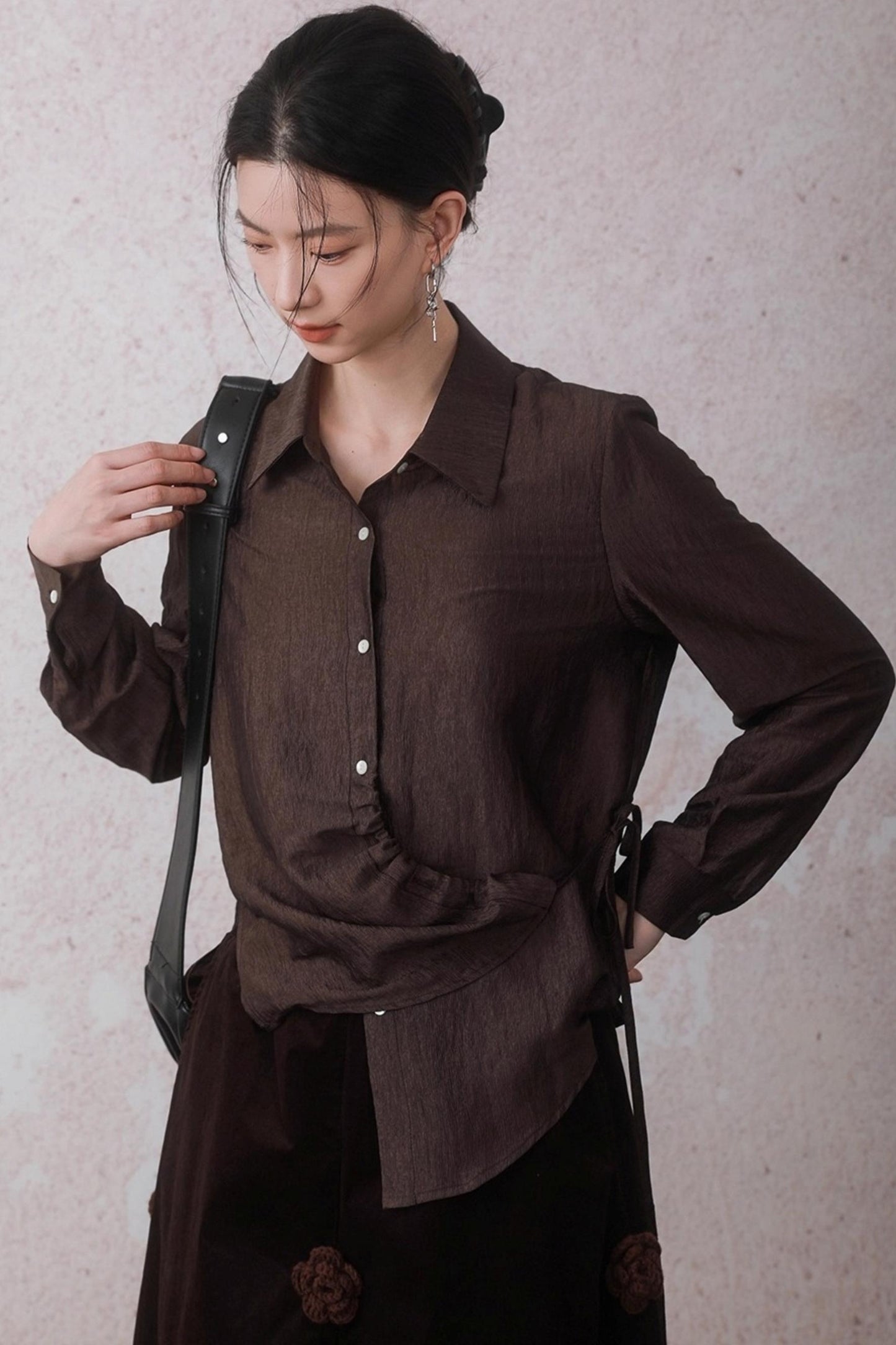 Autumn Acetate Chinese Shirt