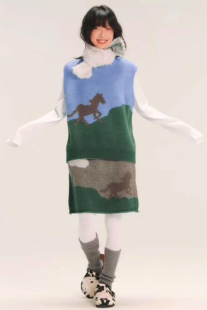 Wool Blend Color-Block Vest