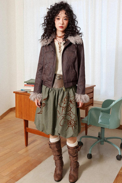 Flower Bud Flock Print Skirt