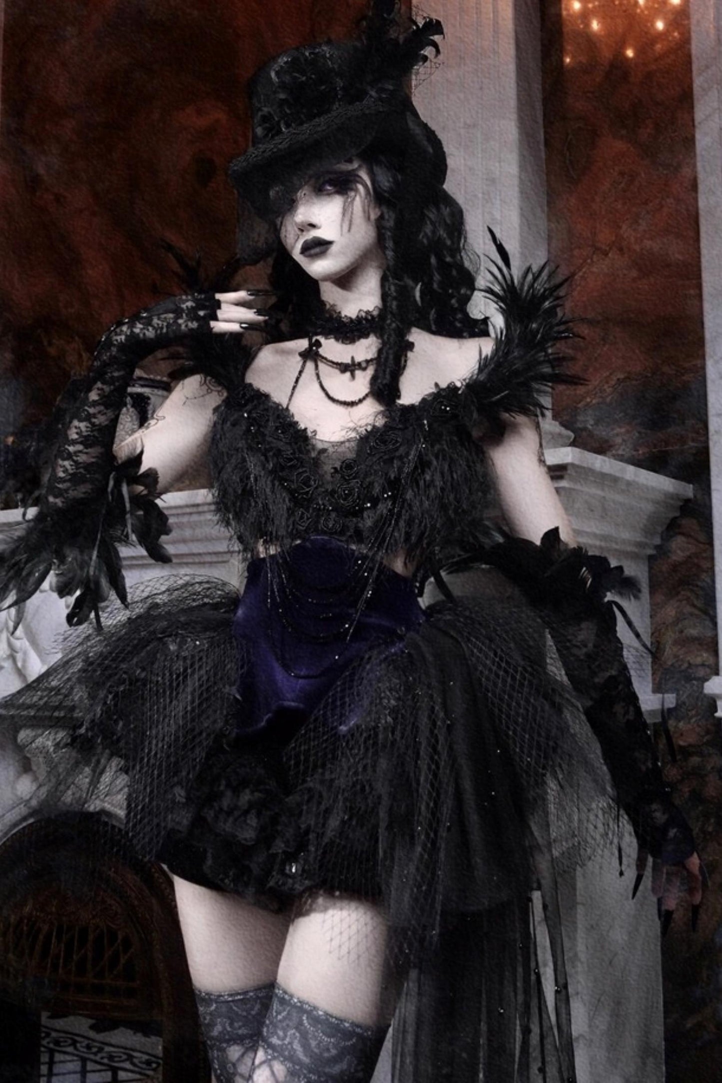 Diamond Feather Trailing Dress