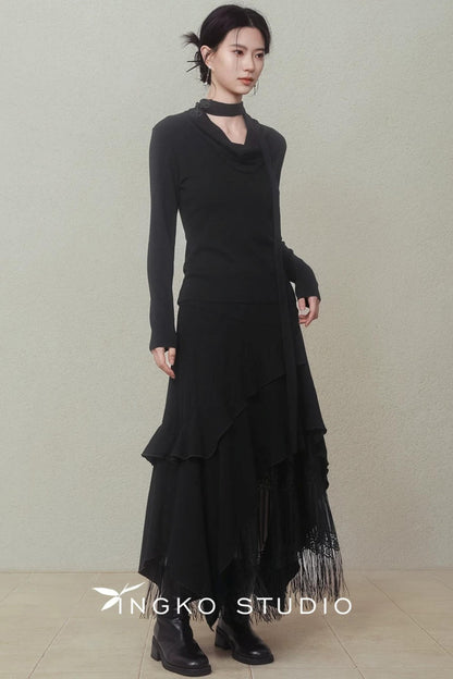 Layered Asymmetrical Lace Skirt