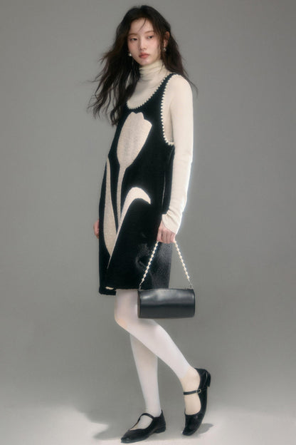 Little Tulip Flower Woolen Vest Dress