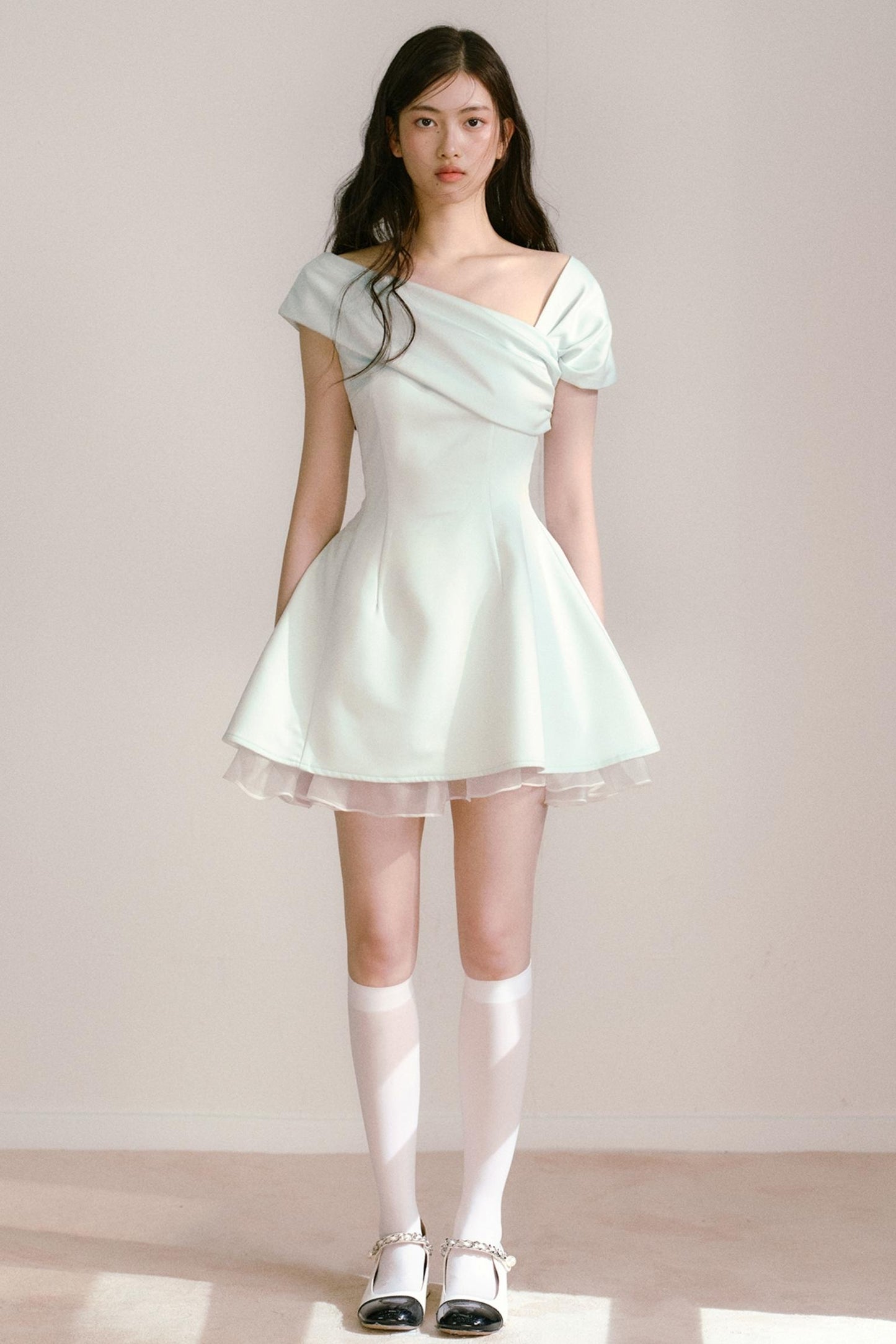 Mint Green One-Shoulder Dress