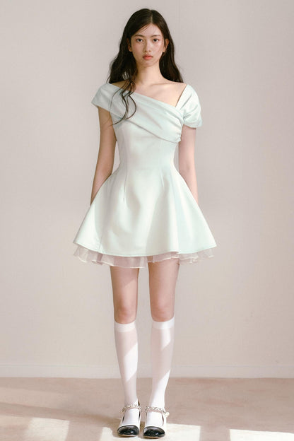 Mint Green One-Shoulder Dress