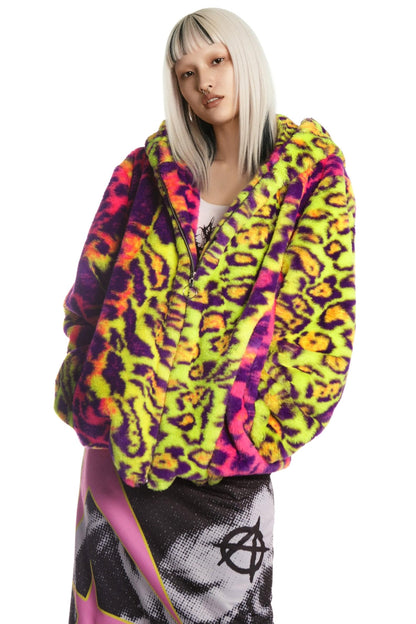 Neon Leopard Hooded Jacket