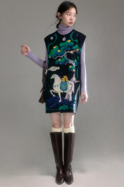 Chinese-Style Knitted Dress Set-Up