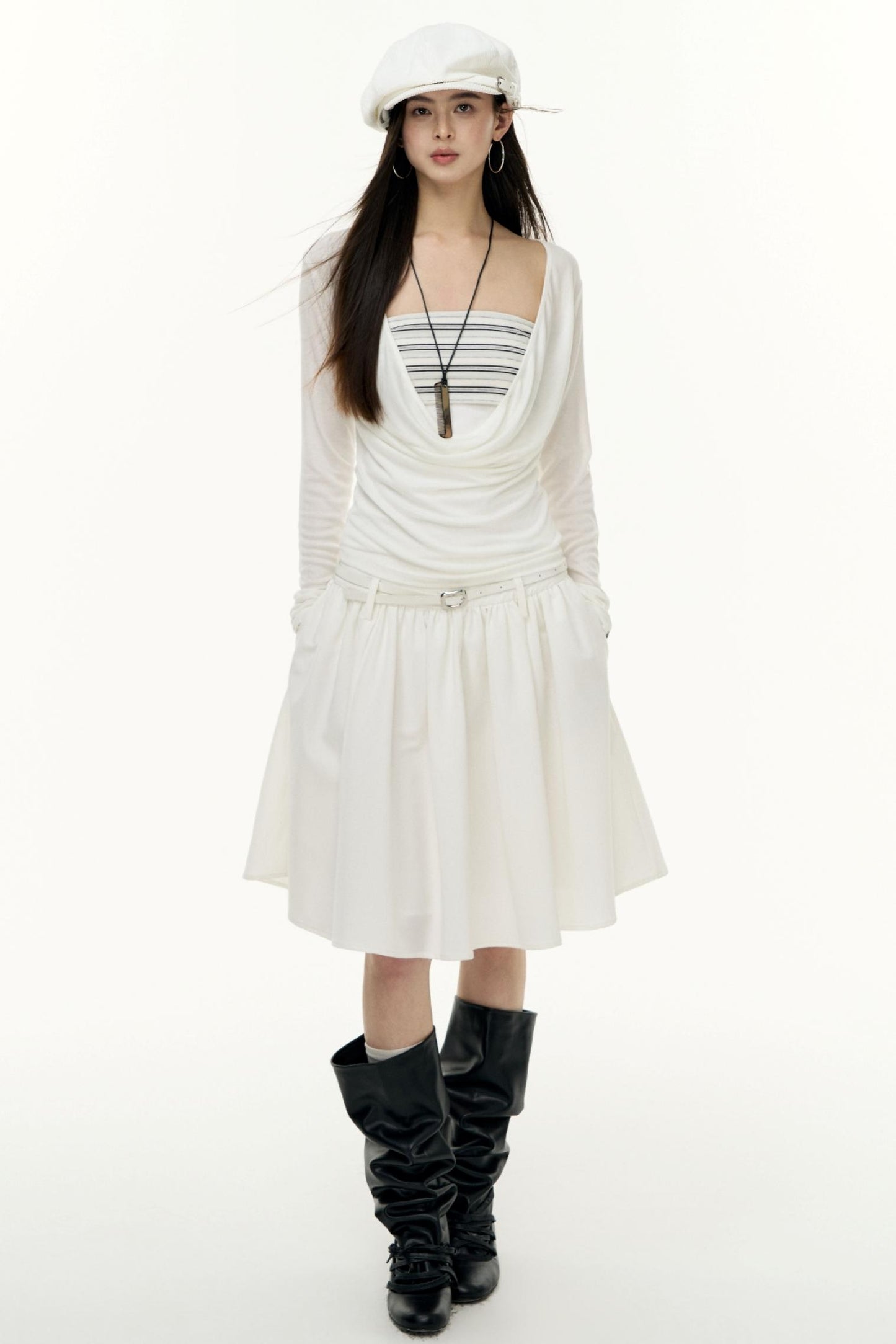 Fantasy Lyocell Collar Long-Sleeved T-Shirt