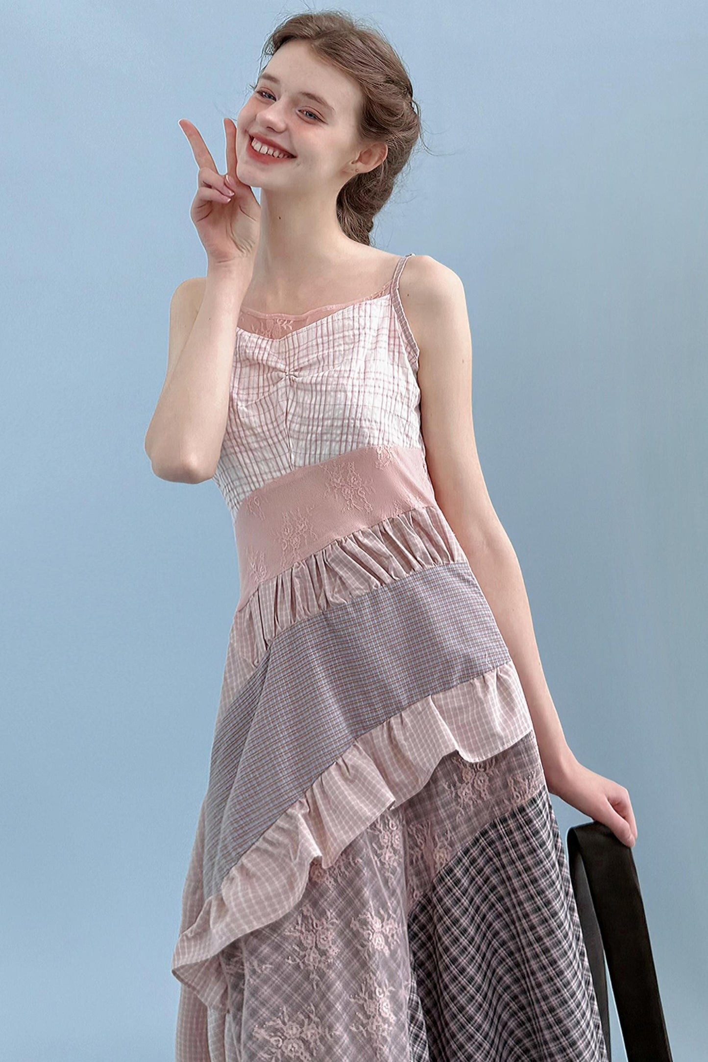 Pink Patchwork Camisole Dress