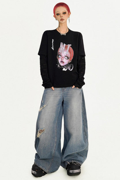 American Hot Girl Cartoon Portrait Sweatshirt