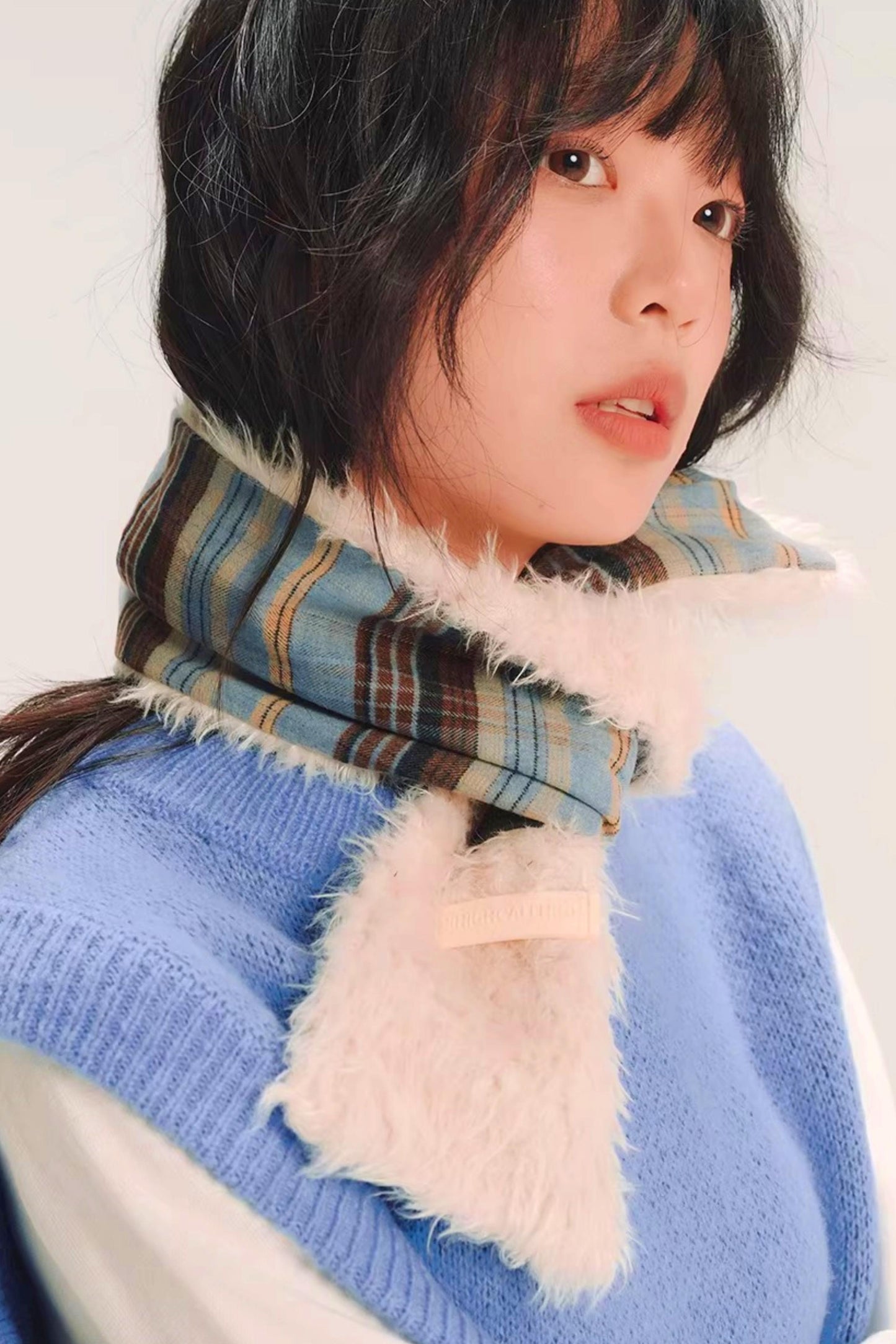 Plaid Wool Patchwork Scarf