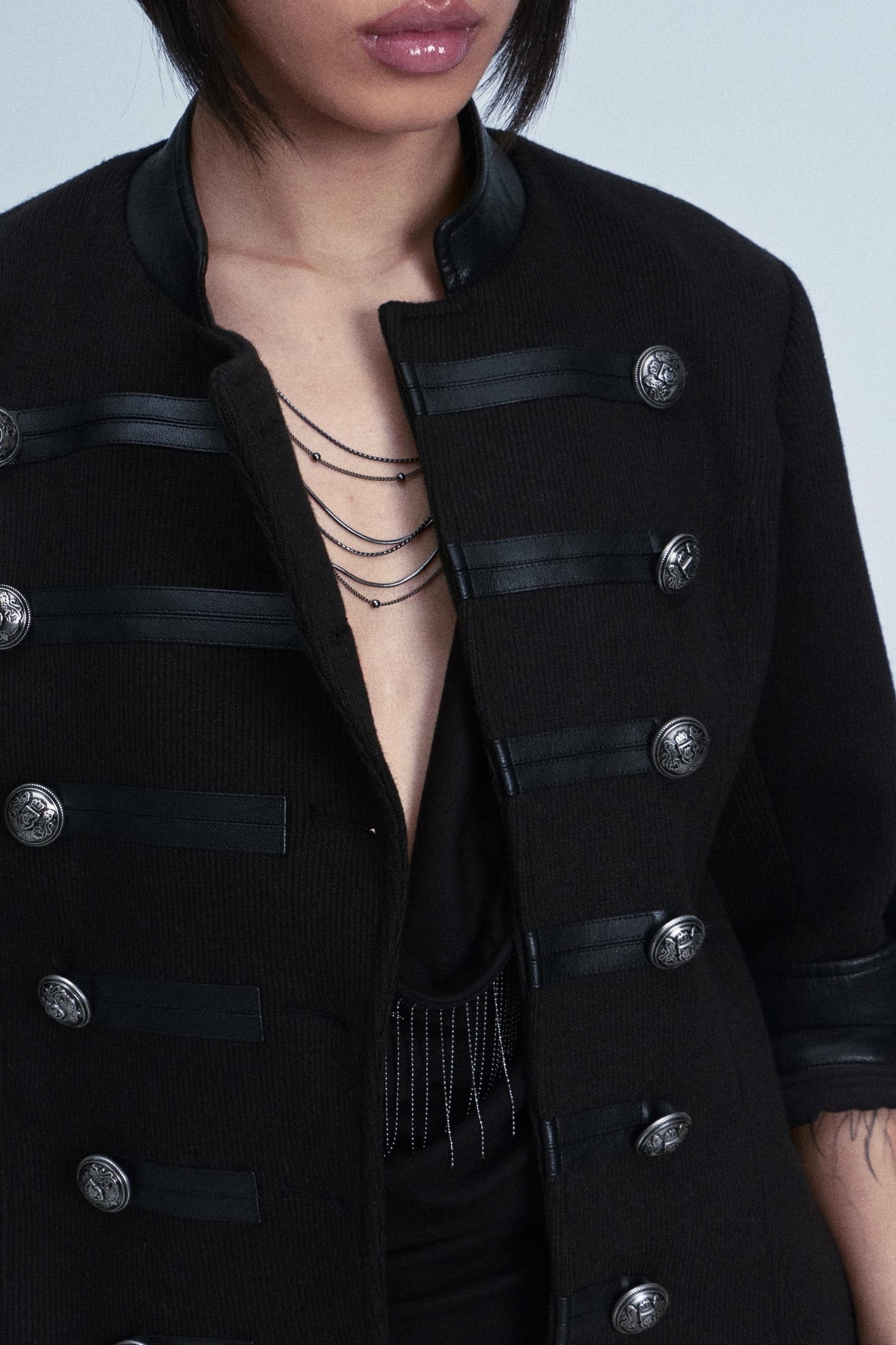 Retro Patchwork Leather Sweater Jacket