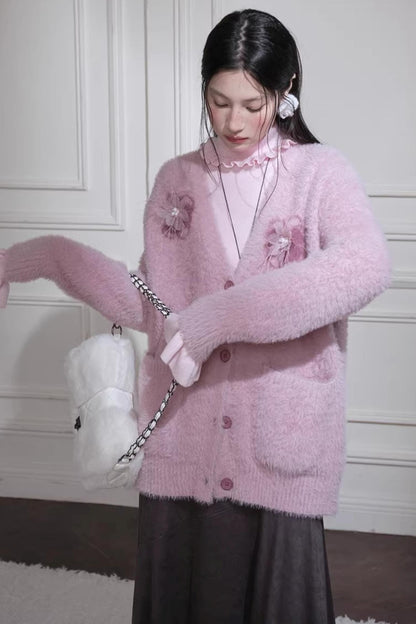 Human Pink Feder-Cardigan