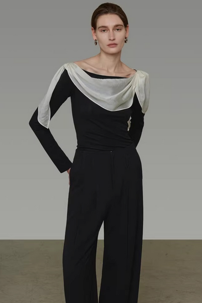 Spliced Neckline Knit Top