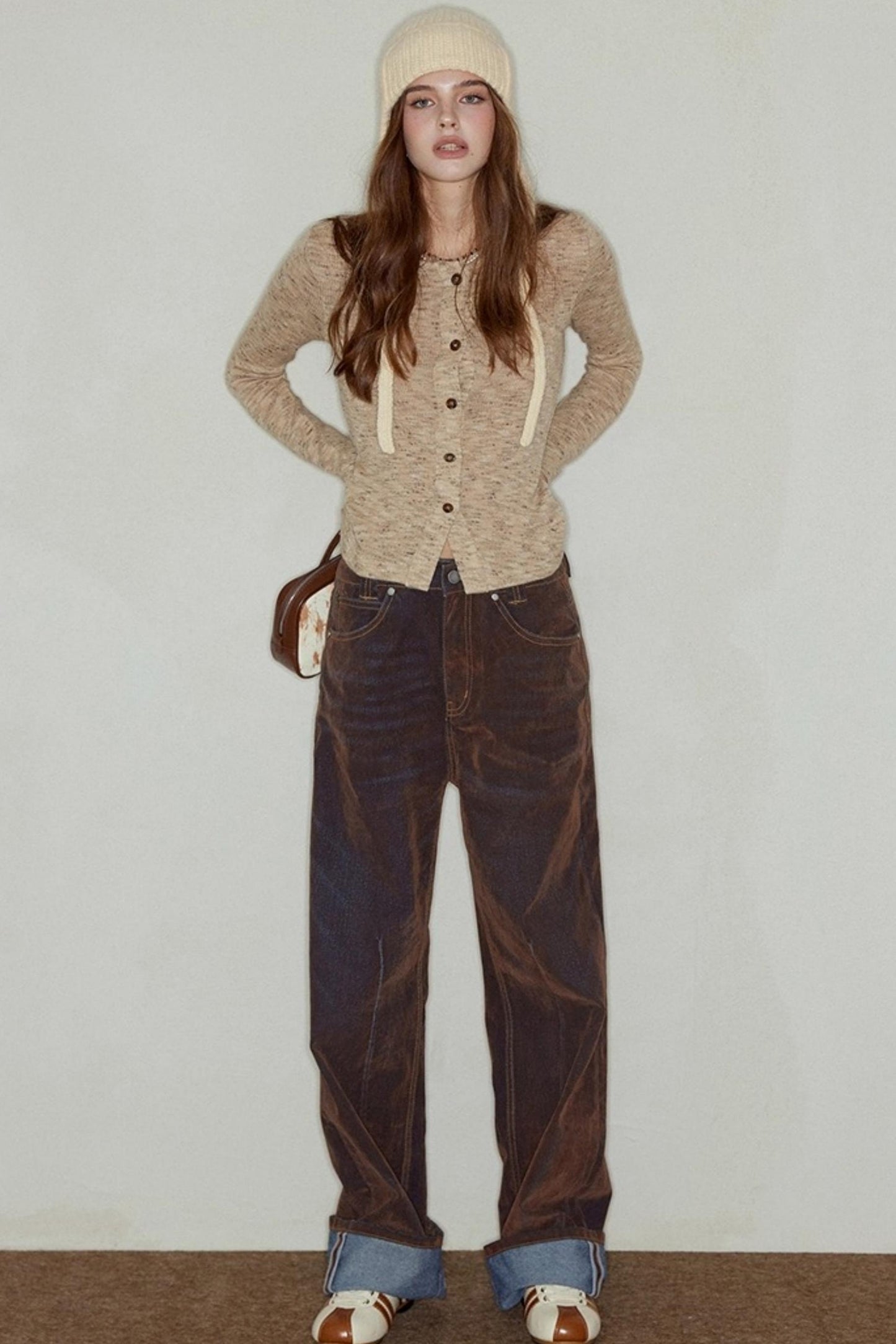 Heavy Washed Vintage Straight Jeans