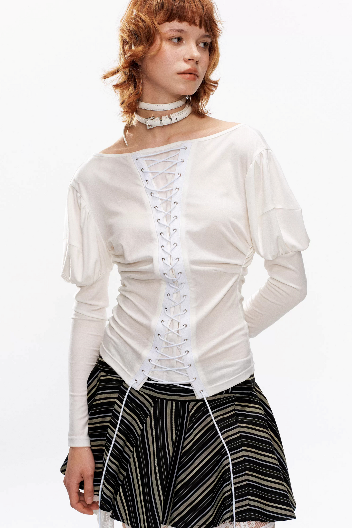 Retro Knit Off-Shoulder Top