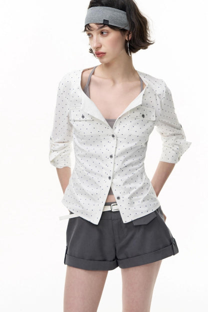 Retro Polka Dot Long Sleeve Shirt