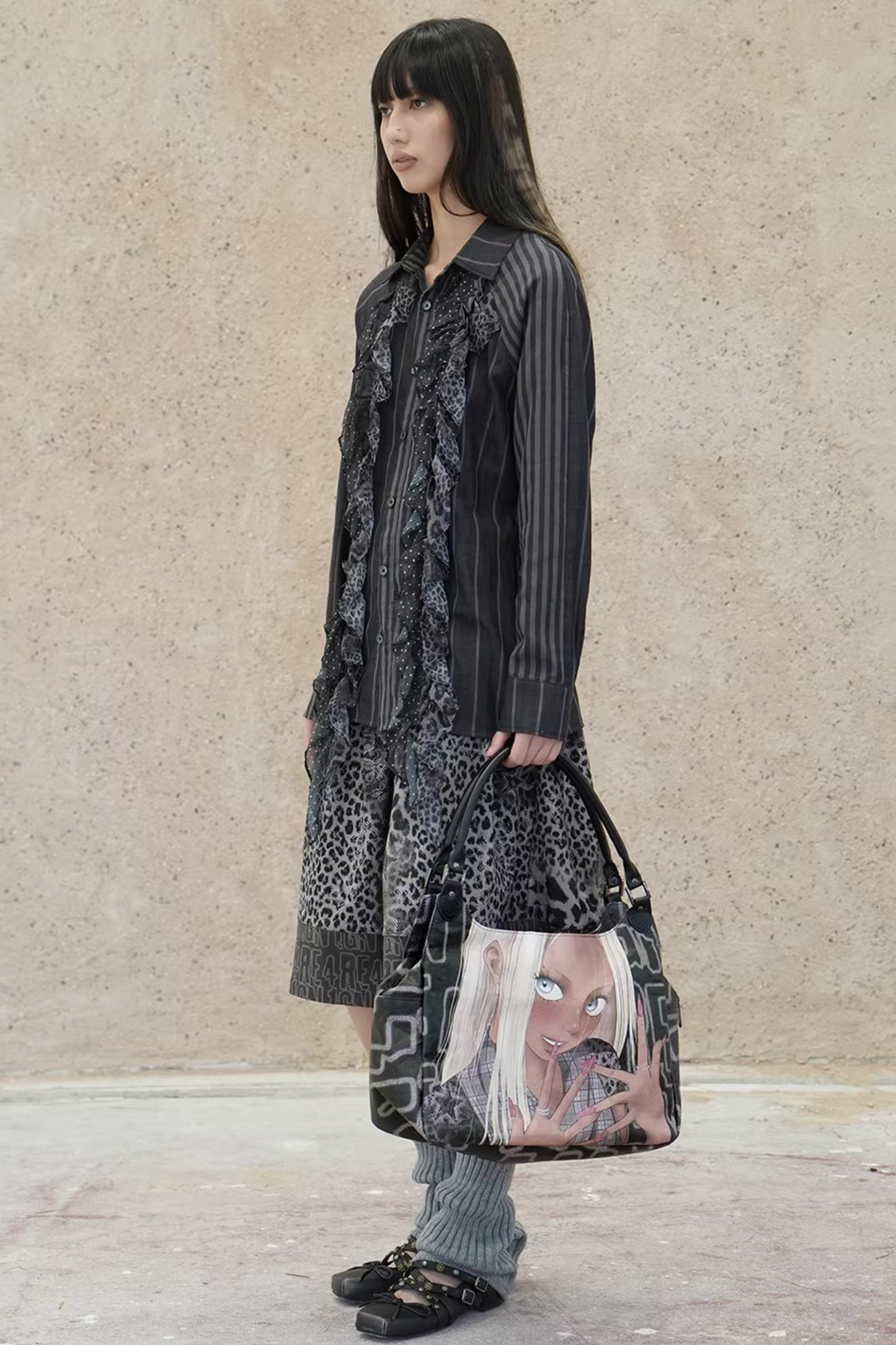 Leopard Graffiti Pleated Skirt