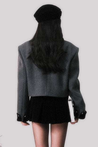 Black Velvet Panelled Wool Top