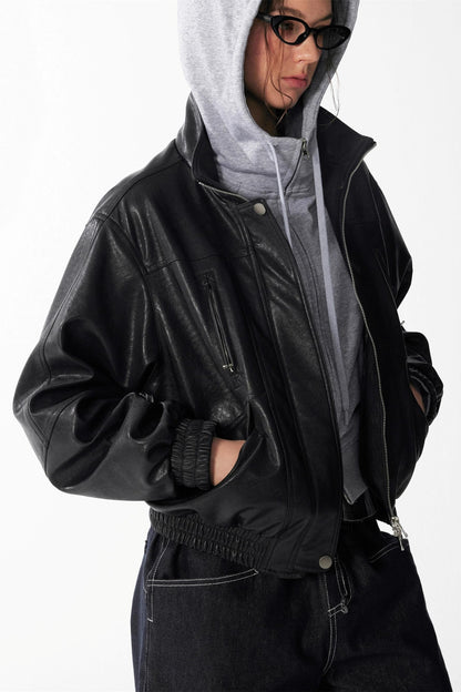 Vintage Texture Motorcycle Leather Jacket