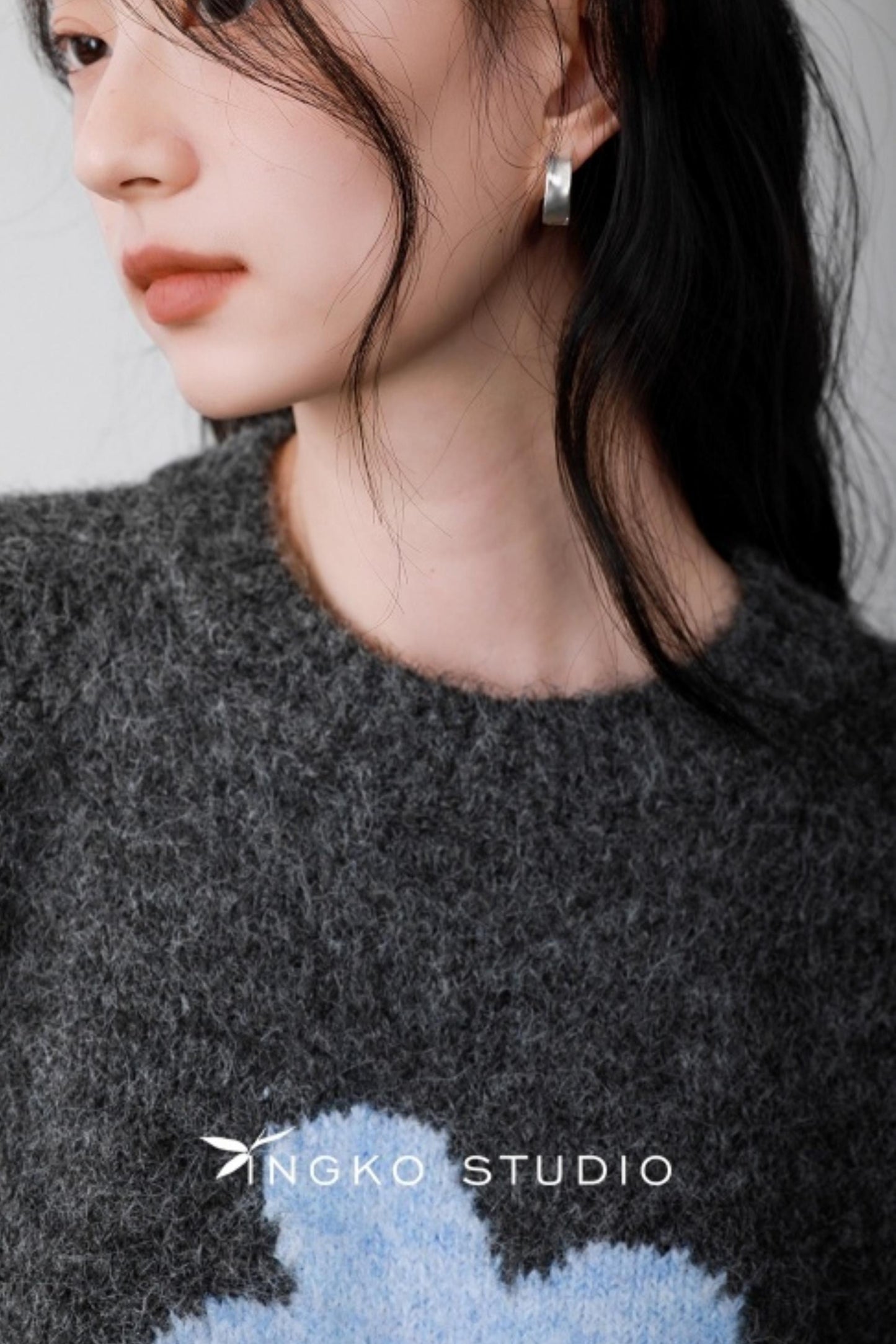 Fog Gray Floral Sweater