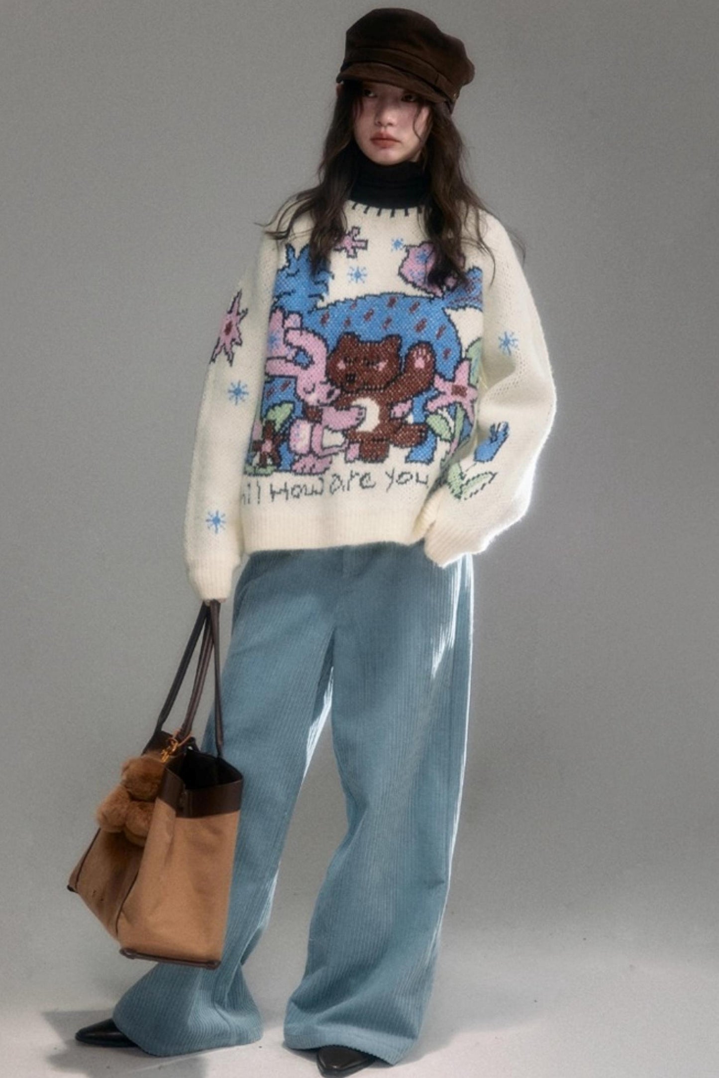 Plush Animal Jacquard Sweater