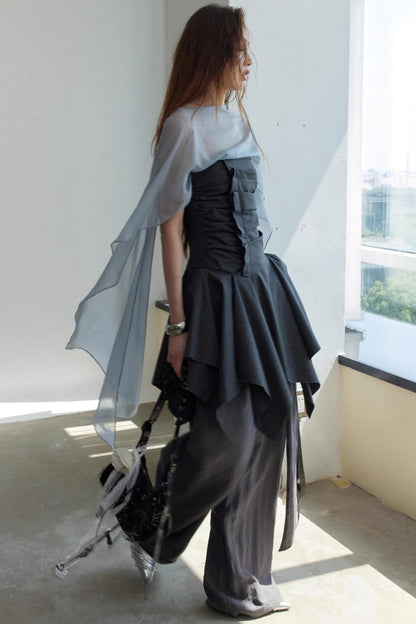 Dark Pleated Tank Top