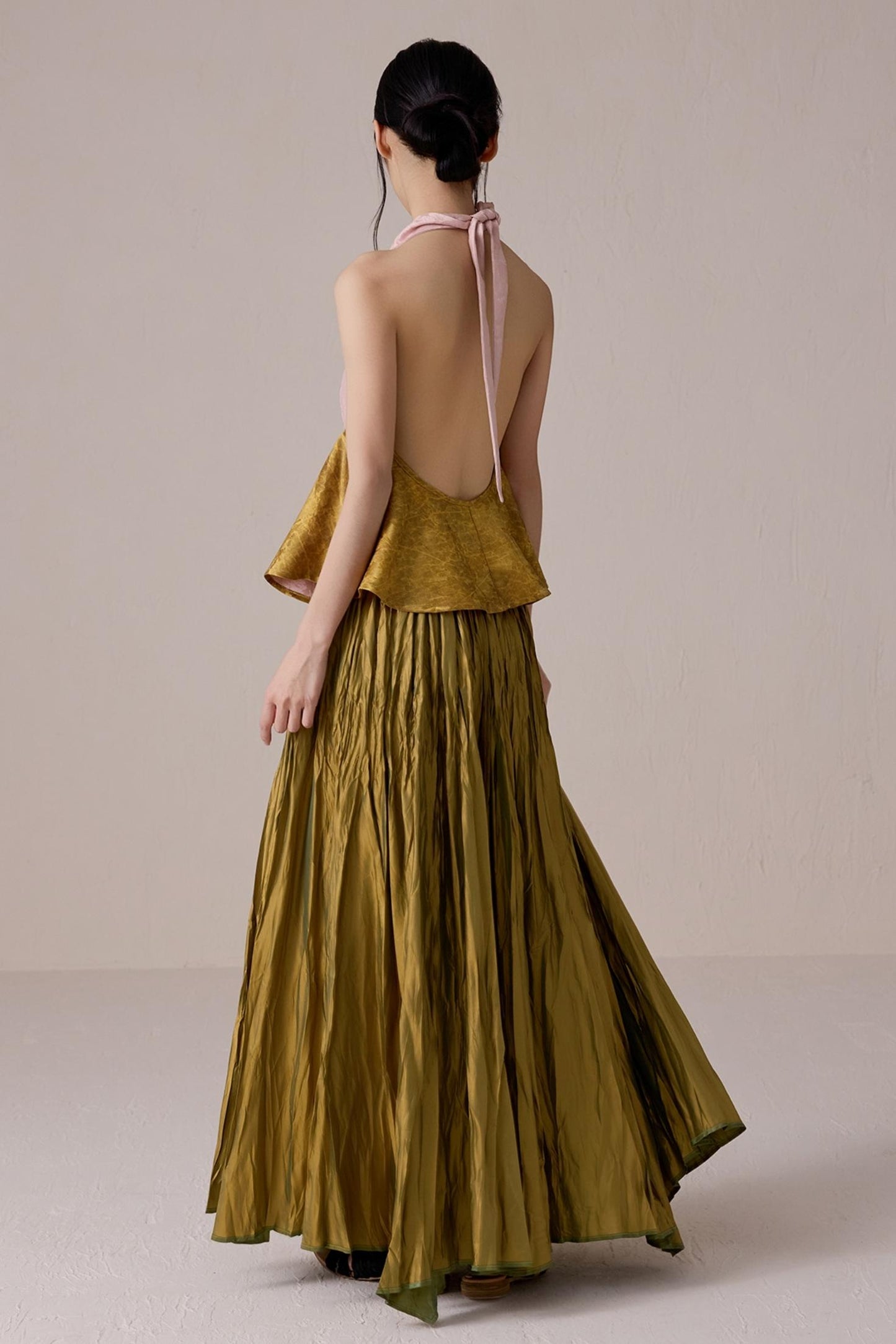 Pink Jacquard Backless Vest