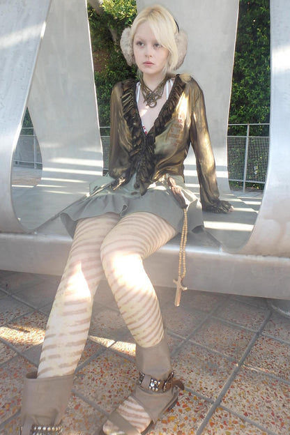 Hand-Painted Striped Ultra-Thin Stockings