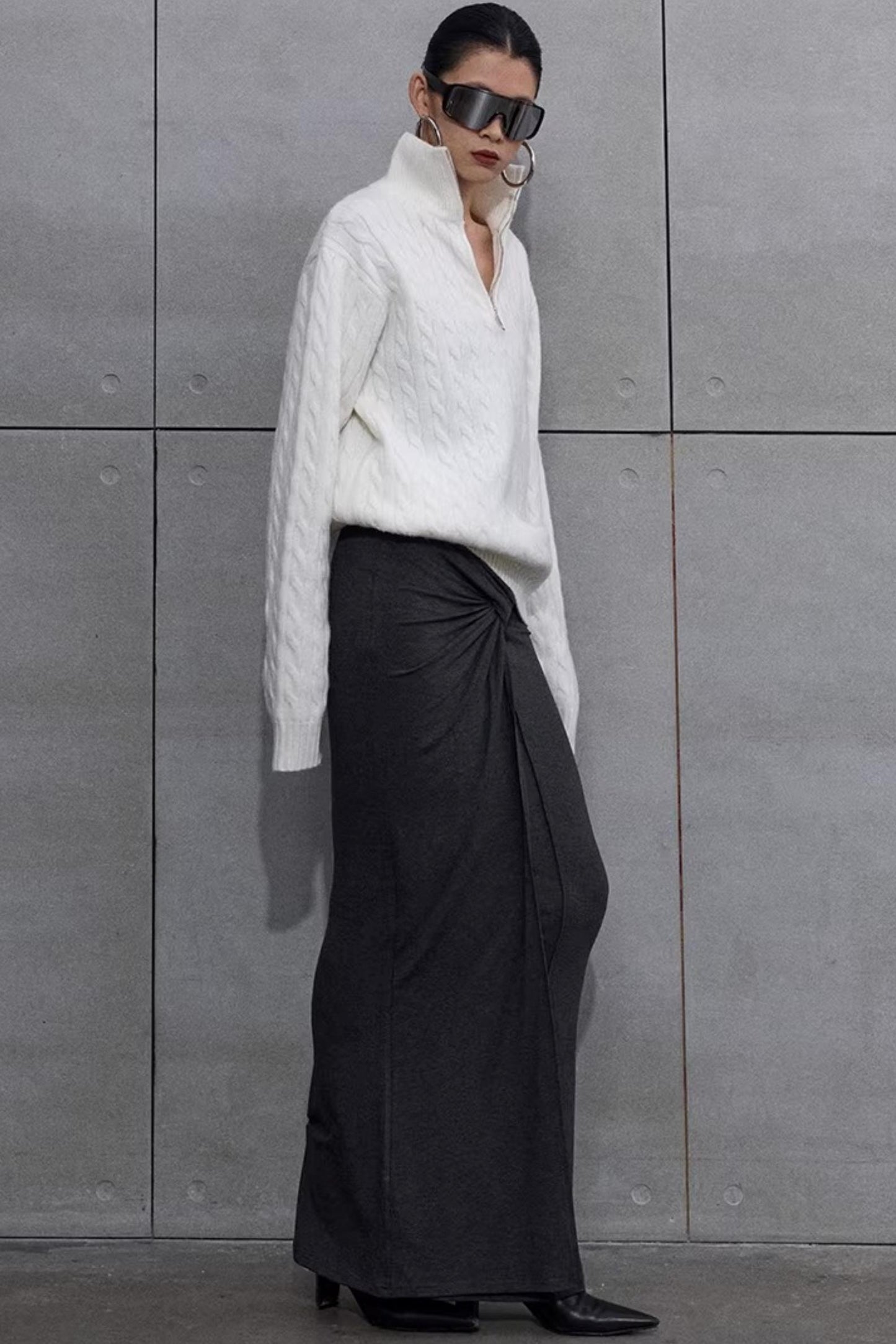 Three-Dimensional Cable Knit Sweater