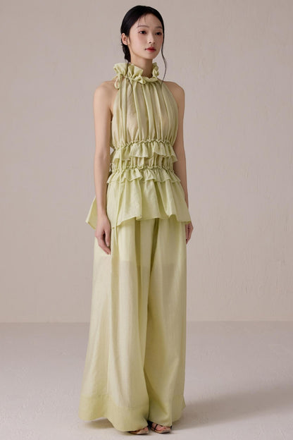 Ruffled Summer Top Pants Set-Up