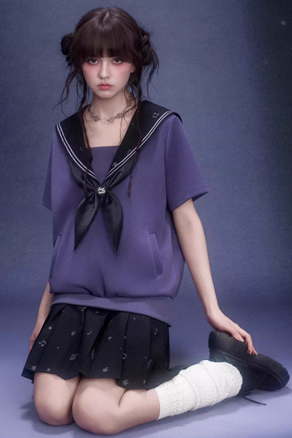 Deep Purple Sailor Collar Dress
