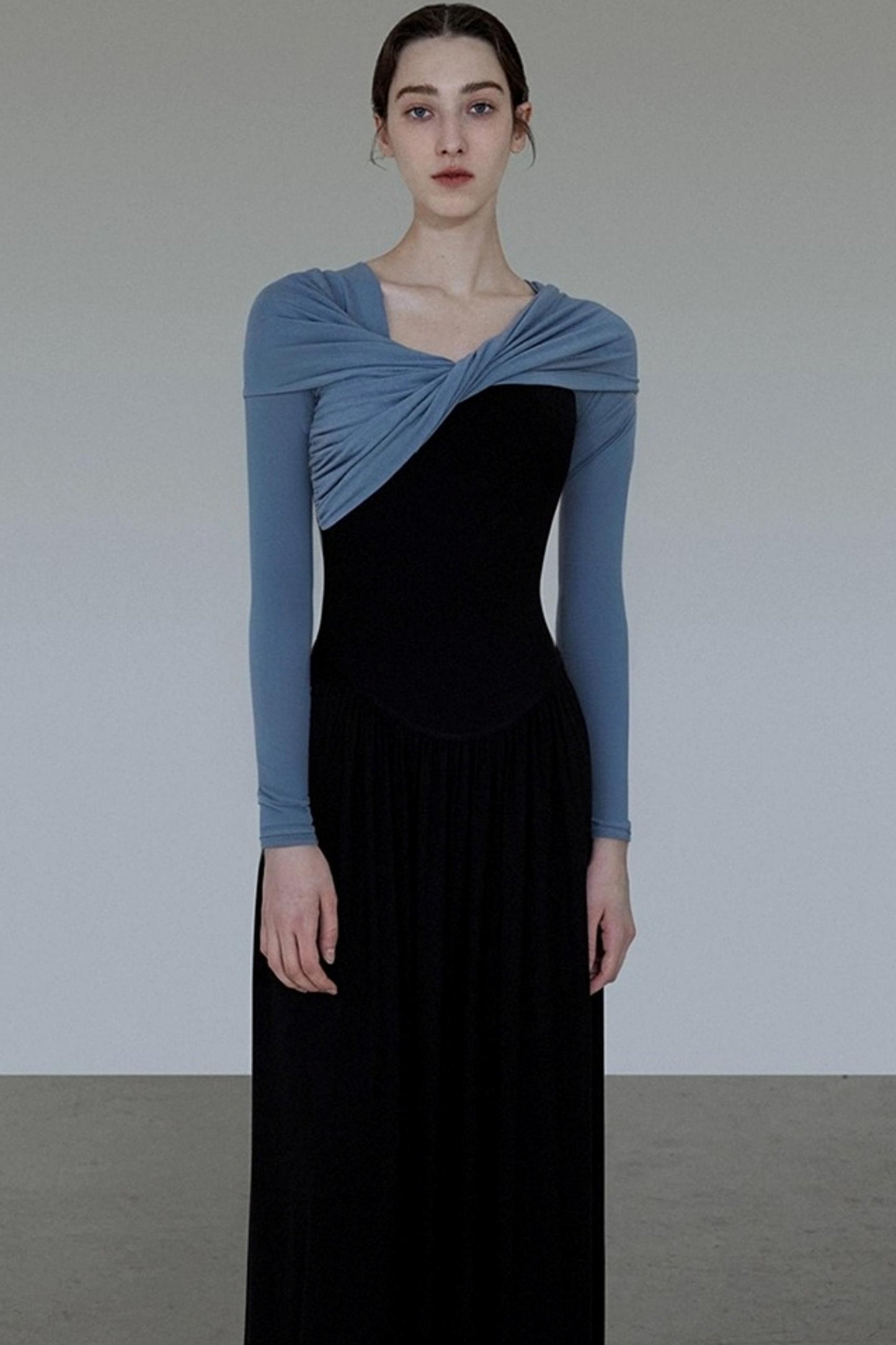 French Autumn One-Shoulder Knitted Dress