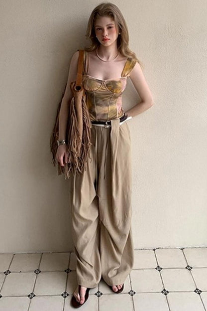 Pink Coffee Color Ink Smudge Print Camisole