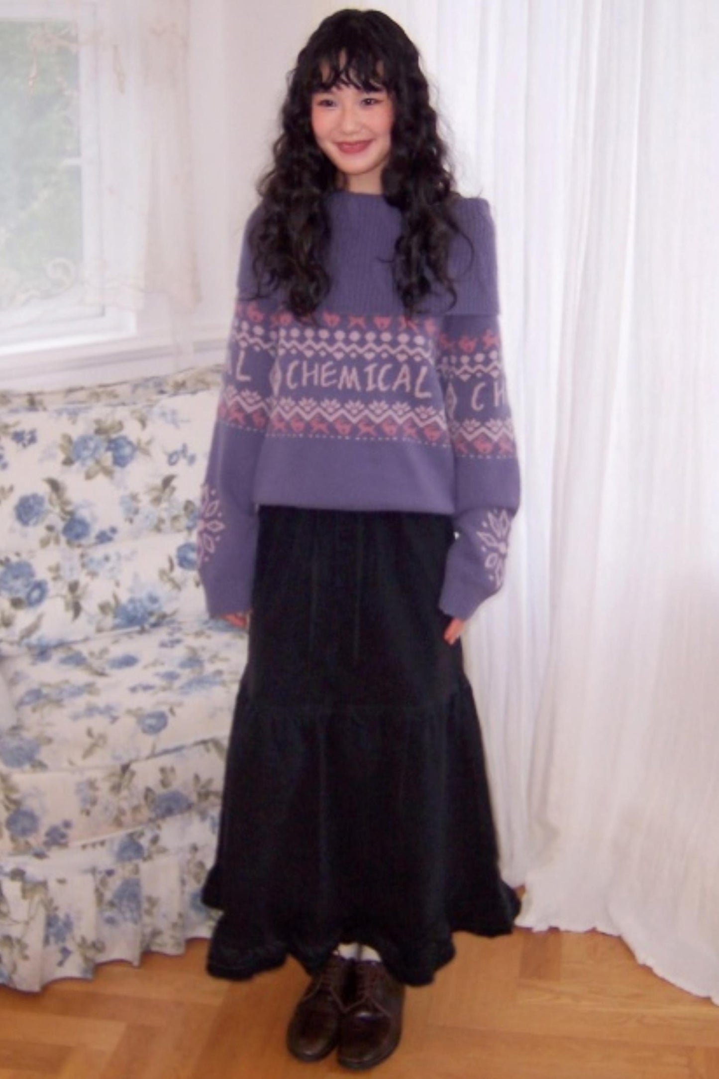 Dark Night Lace Denim Skirt