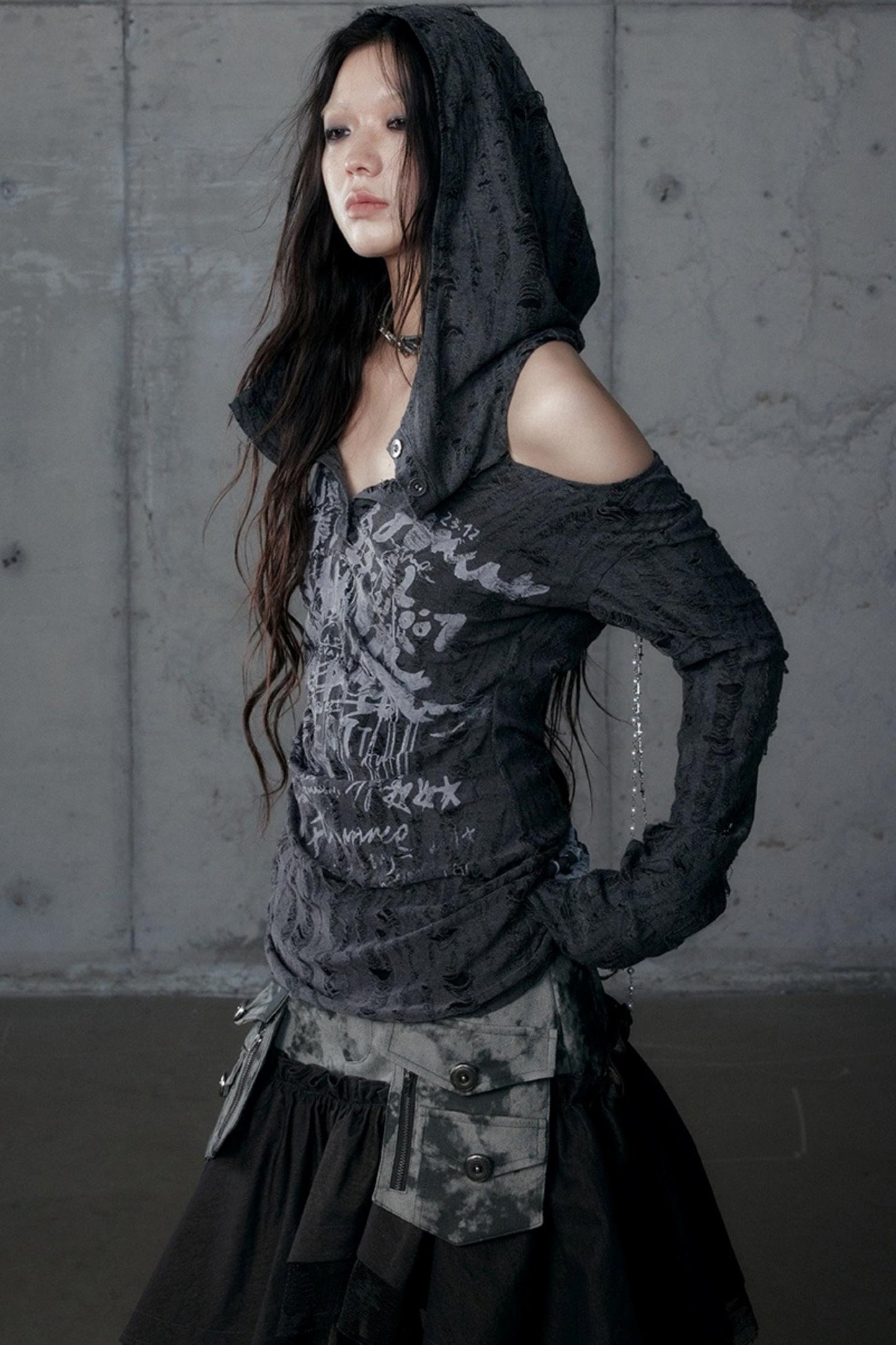 Vintage Punk Hooded Top