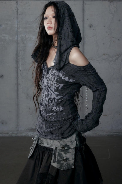 Vintage Punk Hooded Top