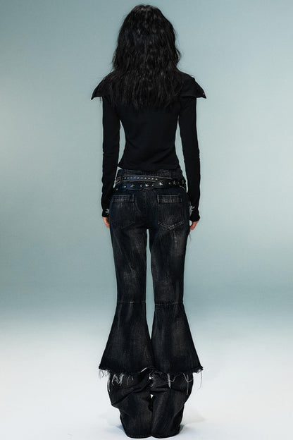 Punk High Neck Slim Knit Base Top