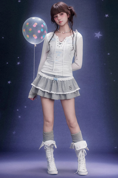 Grey Cake Pants Skirt