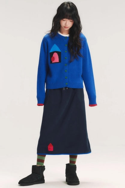 Colorful Jacquard Knitted Cardigan