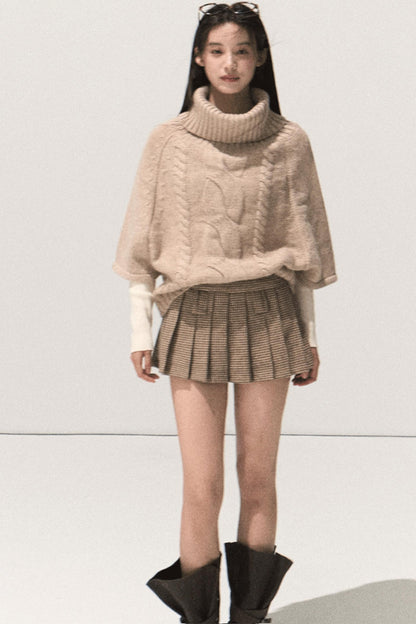 Throbbing Woolen Pleated Culottes Skirt