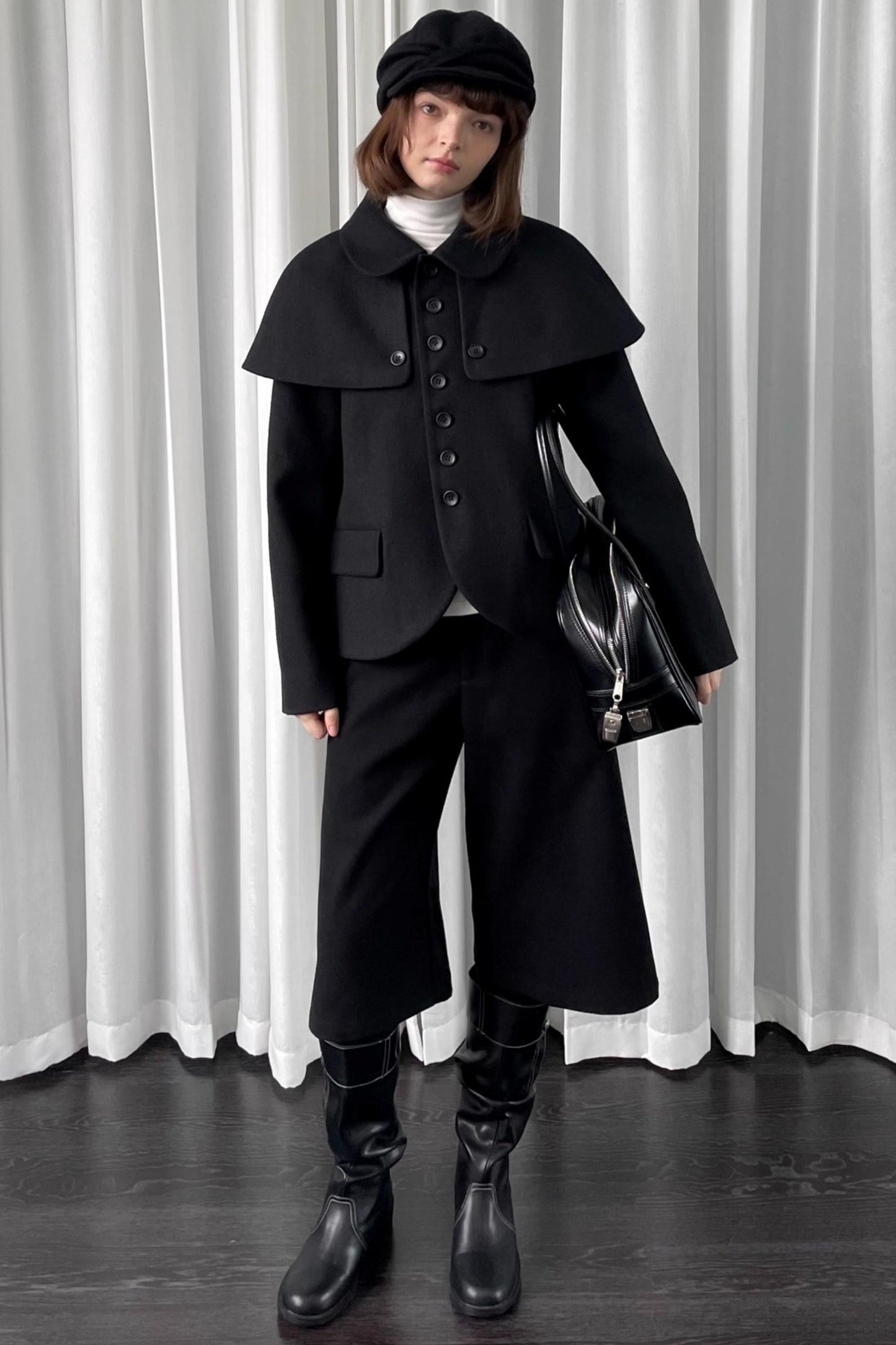 Versatile Black Woolen Suit Jacket