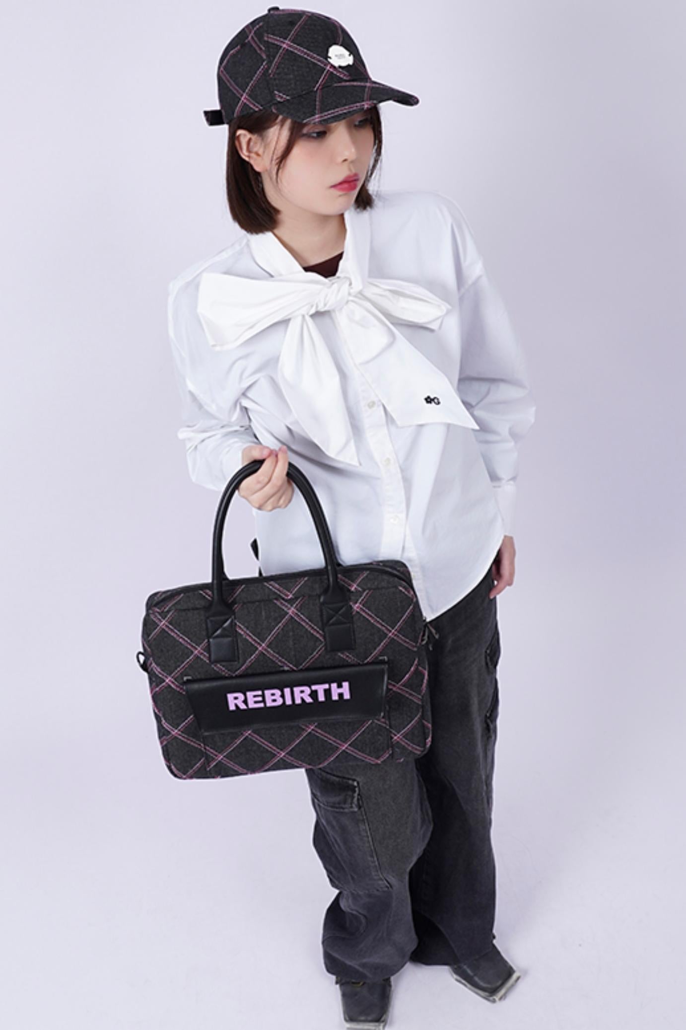 Plaid Denim Laptop Bag