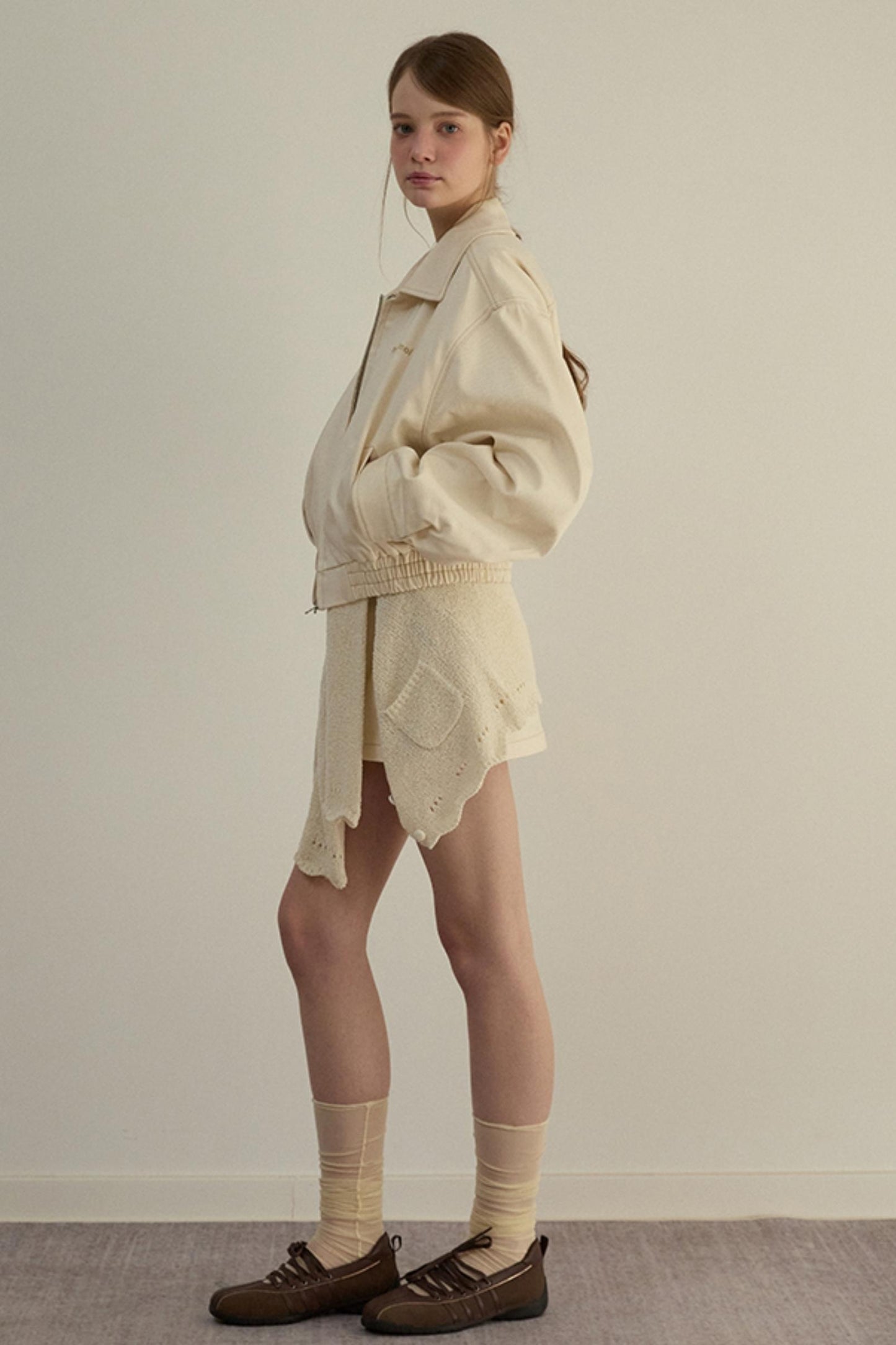 Embroidered A-Line Jacket Skirt Set-Up