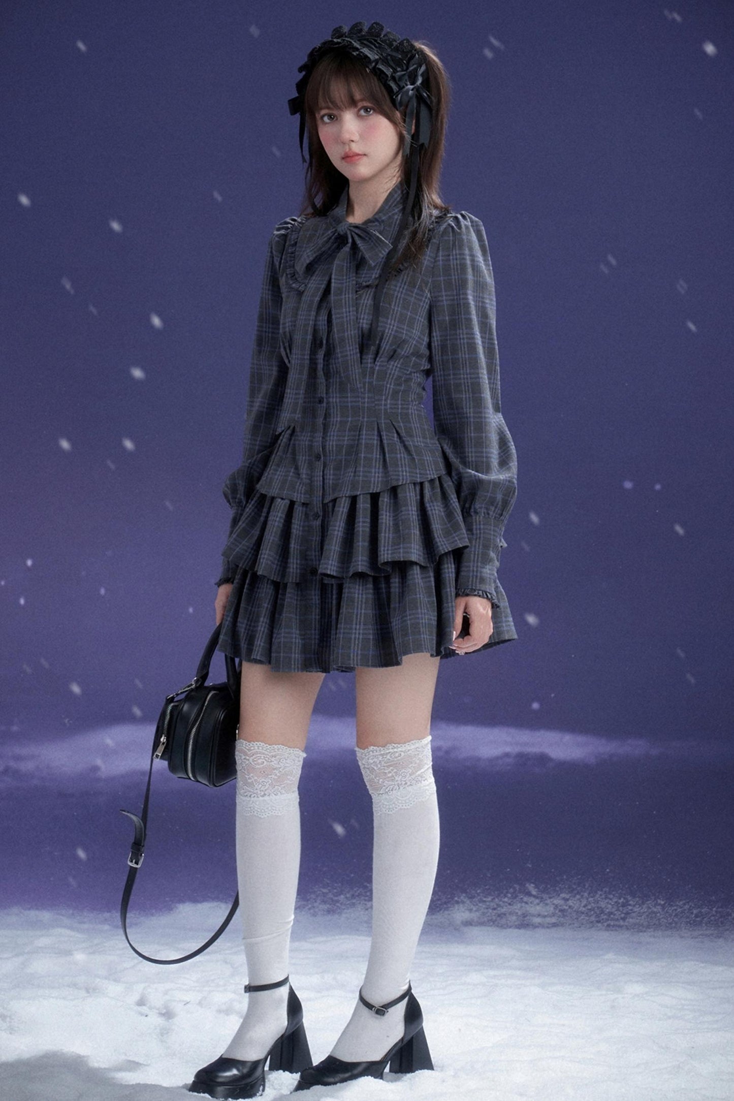 Twilight Plaid Gray Dress