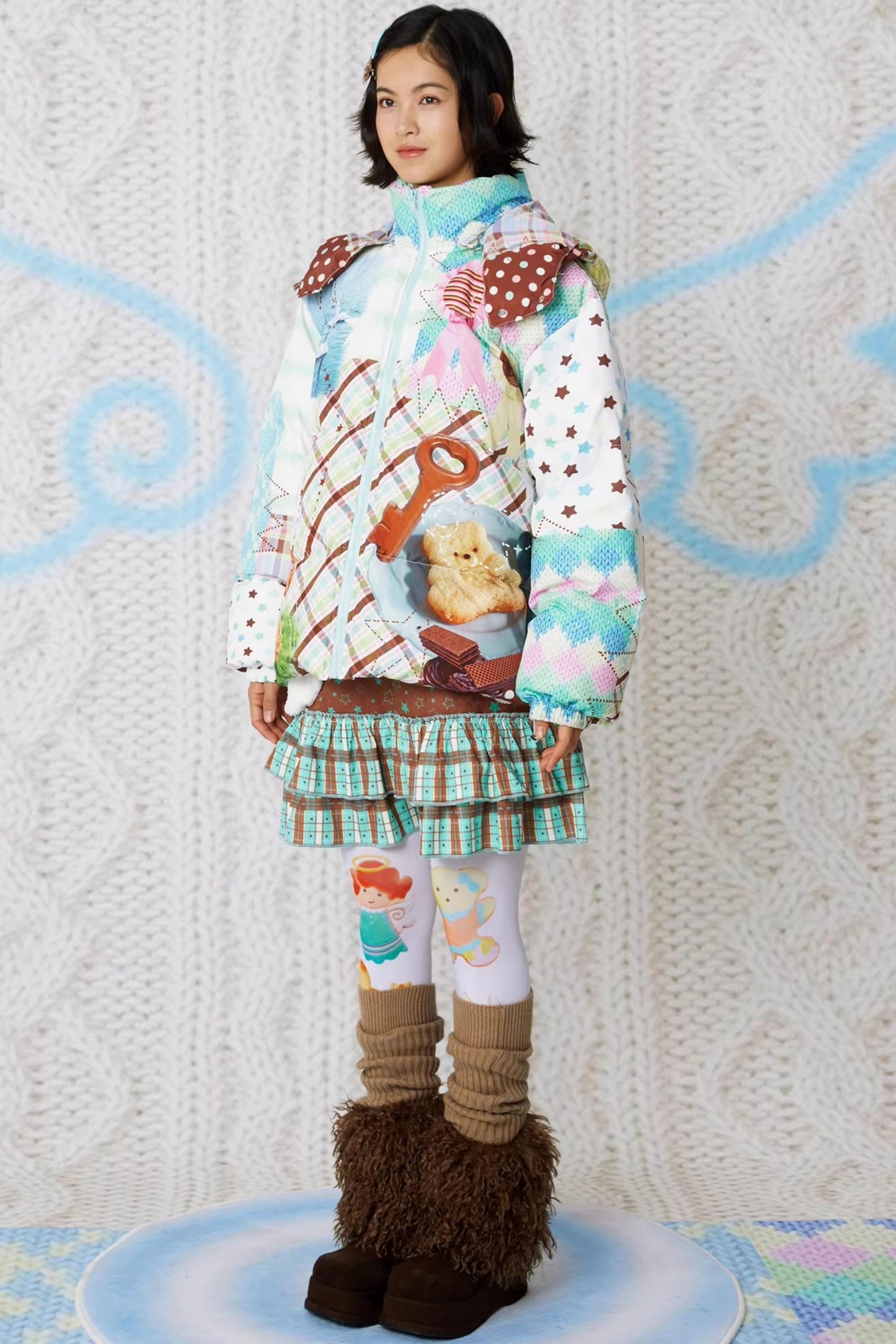 Bunte Engel-Daunenjacke