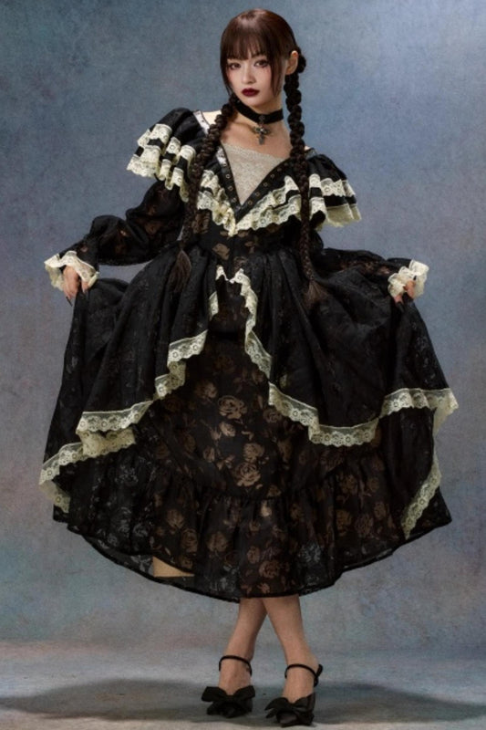 French Courtly Halloween Dress Set-Up